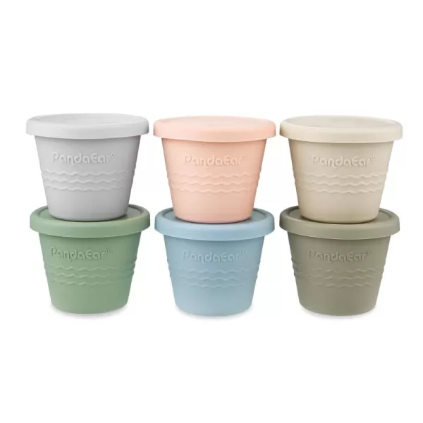 PandaEar 6 Pack Silicone Baby Food Storage Containers 4 oz small Food Containers with Lids Reusable Baby Snack Containers for Kids Toddler Homemade Baby Food Freezer Storage Freezer Safe
