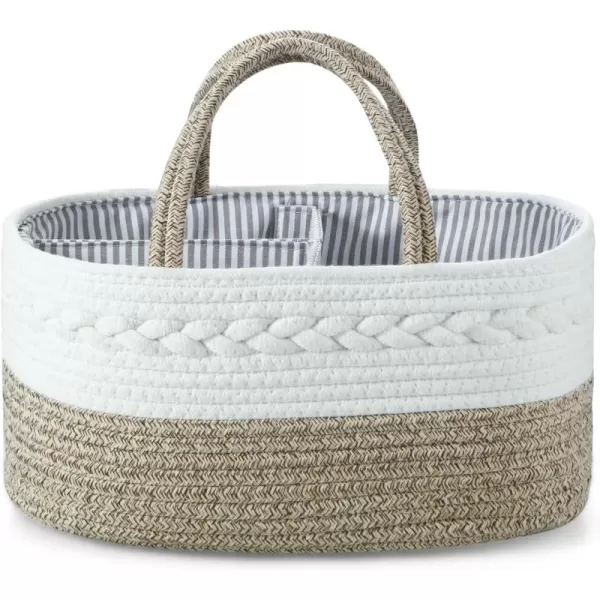 PandaEar Baby Diaper Caddy Organizer Portable Nursery Storage Basket Cotton Rope Diaper Caddy for Baby Shower Gifts Newborn Infants Brown