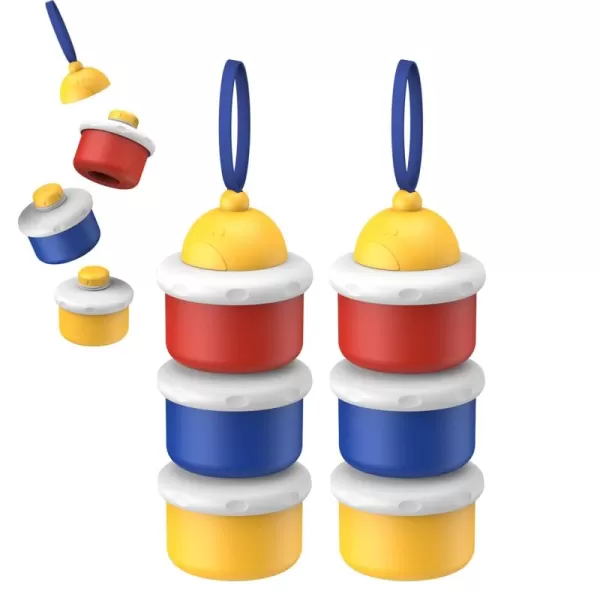 PandaEar Baby Formula Dispensers on The go for Travel Stackable Portable Baby Formula Storage Container Travel Formula Holder for Diaper Bag Baby Powder Dispenser 3 Layers 2 Pack