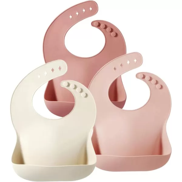 PandaEar Silicone Bibs for Babies Toddlers Girls Adjustable Waterproof BPA Free Soft Durable Bibs for eating with Large Pocket Food Catcher