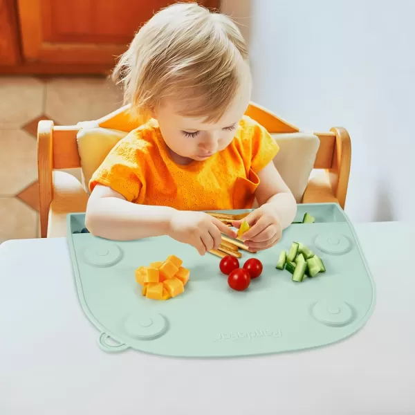 PandaEar 2 Pack Silicone Suction Placemats for Baby Kids Food Grade Mats Toddler Placemats with Food Catching Pockets for Dining Table ampamp Restaurants GreenLight Tan