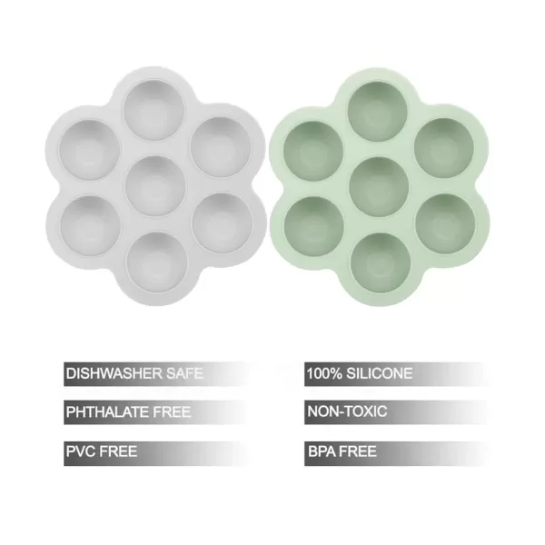 PandaEar 2 Pack Silicone Baby Food Freezer Tray with Lids Baby Food Ice Cube Tray Silicone Freezer Molds Baby Food Storage Container Freezer for Homemade Vegetable Fruit Purees Breast Milk