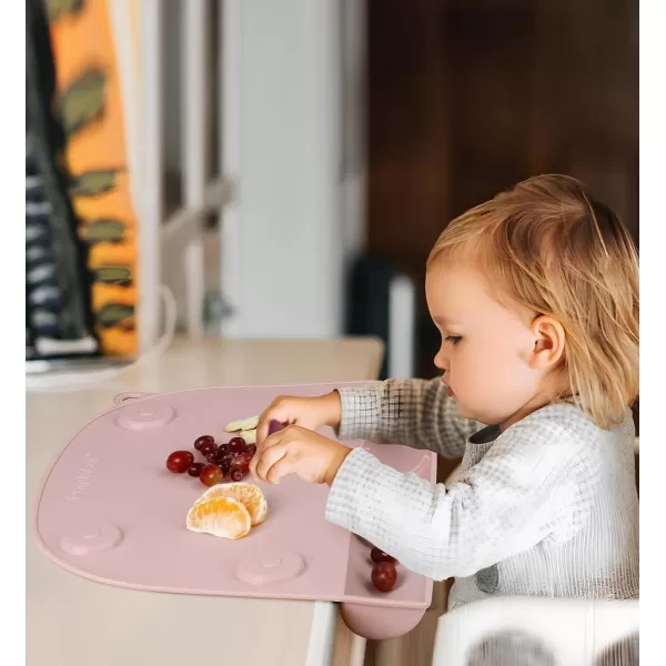 PandaEar 2 Pack Suction Silicone Placemat for Toddlers Kids Food Grade Toddler Place Mat for Dining Table ampamp Restaurants Baby Eating Baby Placemat That Stick to TablePink  Linen