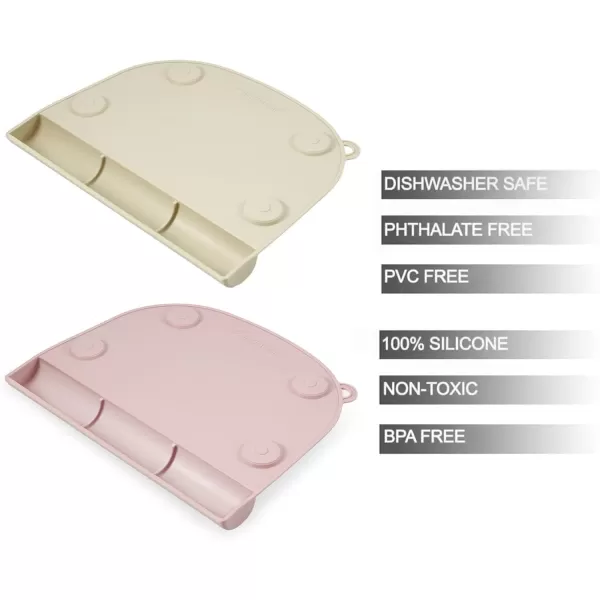 PandaEar 2 Pack Suction Silicone Placemat for Toddlers Kids Food Grade Toddler Place Mat for Dining Table ampamp Restaurants Baby Eating Baby Placemat That Stick to TablePink  Linen