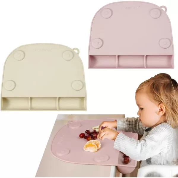 PandaEar 2 Pack Suction Silicone Placemat for Toddlers Kids Food Grade Toddler Place Mat for Dining Table ampamp Restaurants Baby Eating Baby Placemat That Stick to TablePink  Linen