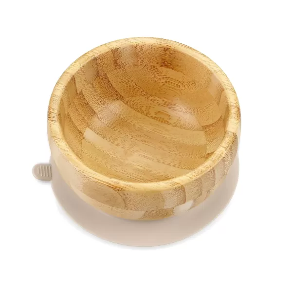 PandaEar Baby Bamboo Suction Bowl with Silicone Spoons Wooden Baby Bowls for Toddlers ampamp Kids Divided NonSlip Wooden Bowl Feeding Supplies