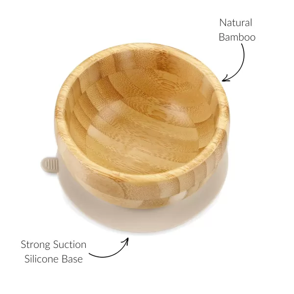 PandaEar Baby Bamboo Suction Bowl with Silicone Spoons Wooden Baby Bowls for Toddlers ampamp Kids Divided NonSlip Wooden Bowl Feeding Supplies