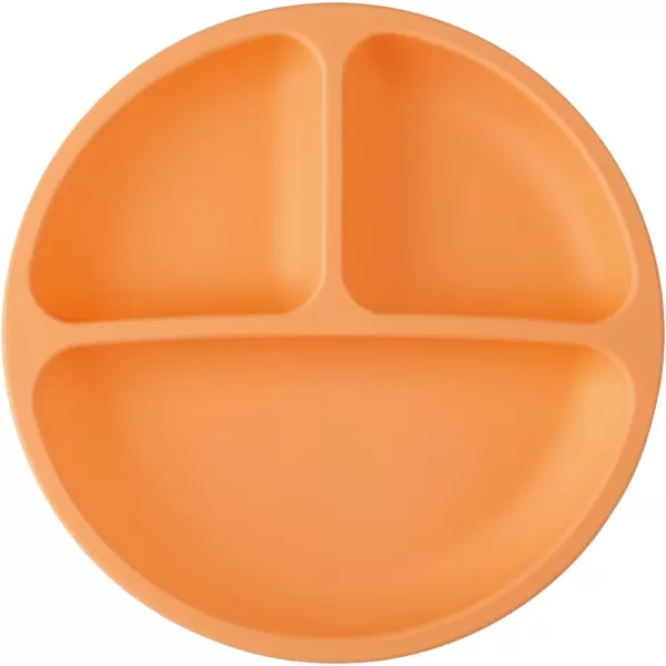 PandaEar 3 Pack Toddler Plates Silicone Divided Suction Plate for Babies BPAFree 100 FoodGrade Silicone Unbreakable Baby Plate OrangeOrange