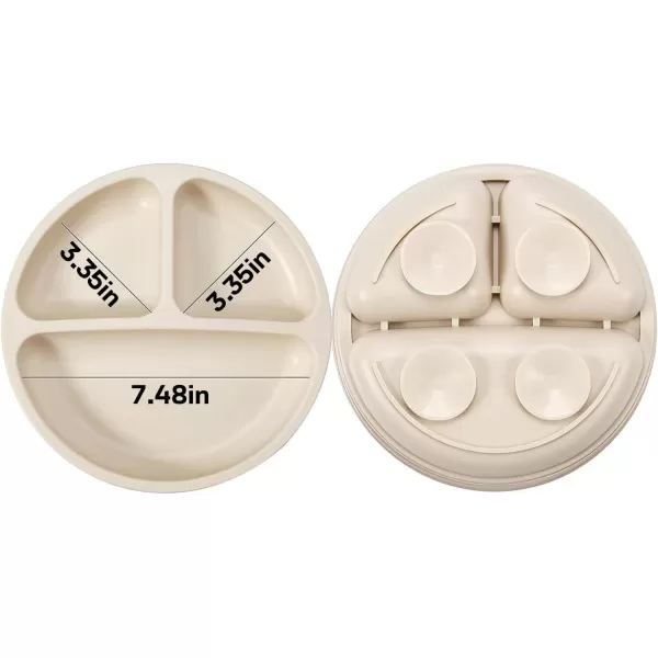 PandaEar 3 Pack Toddler Plates Silicone Divided Suction Plate for Babies BPAFree 100 FoodGrade Silicone Unbreakable Baby Plate OrangePinkLinenLight Pink