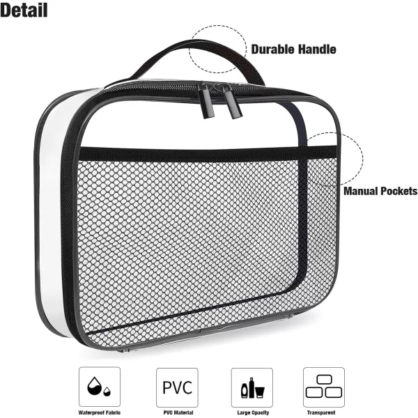 PandaEar 4 Pack Toy Storage Zippered Bags Clear PVC Portable Organizer Bags with Manual Pockets for Board Games Puzzles Building Blocks Book ampamp Small Toys Small Large