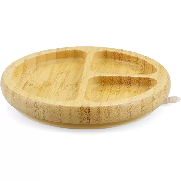 PandaEar Bamboo Suction Plate Wooden Baby Plates with Silicone Spoons for Toddlers ampamp Kids Divided NonSlip Wooden Plate Feeding Supplies