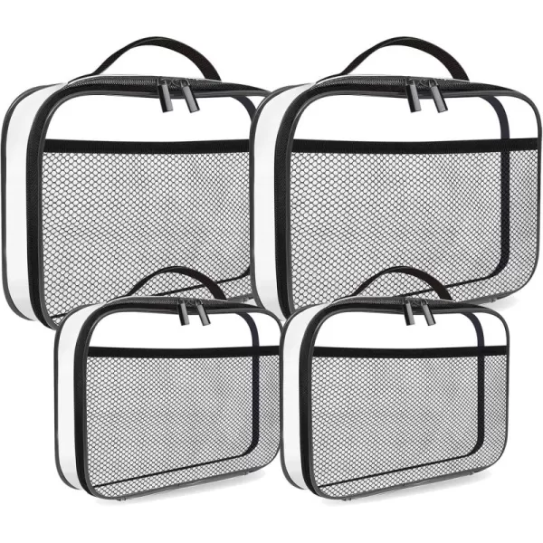 PandaEar 4 Pack Toy Storage Zippered Bags Clear PVC Portable Organizer Bags with Manual Pockets for Board Games Puzzles Building Blocks Book ampamp Small Toys Small Large