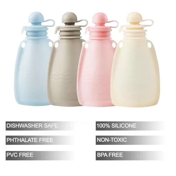 PandaEar 11 Pack Reusable Silicone Baby Food Pouches