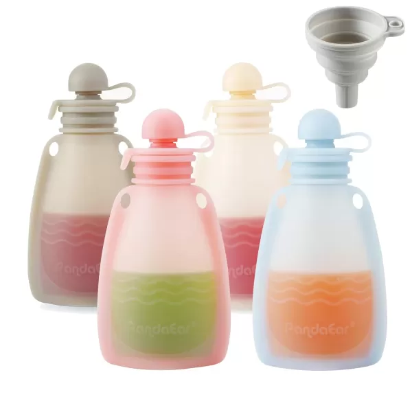 PandaEar 11 Pack Reusable Silicone Baby Food Pouches