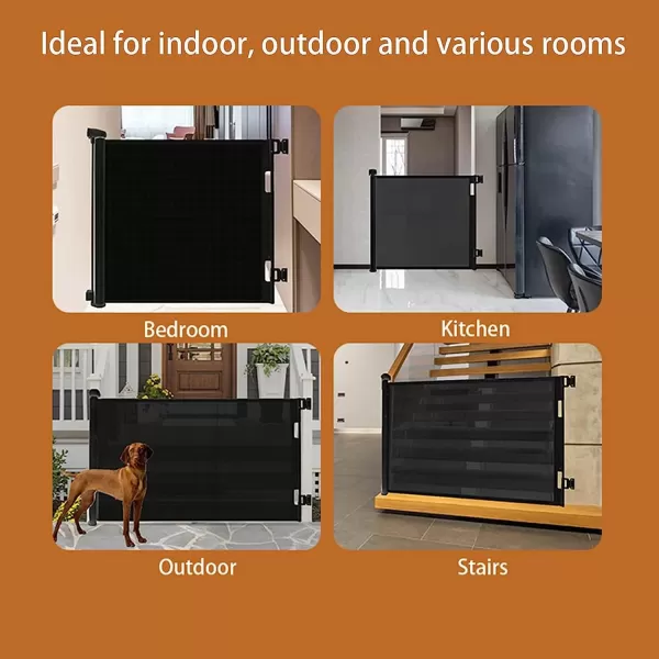 PandaEar Child Baby 555 Inch Wide Safety Gate Retractable Design for Home or Travel Doorways Stairs Hallways Indoor Outdoor Black 555quot W x 345quot HBlack