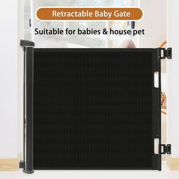 PandaEar Child Baby 555 Inch Wide Safety Gate Retractable Design for Home or Travel Doorways Stairs Hallways Indoor Outdoor Black 555quot W x 345quot HBlack