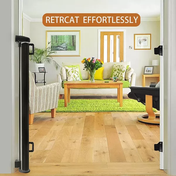 PandaEar Child Baby 555 Inch Wide Safety Gate Retractable Design for Home or Travel Doorways Stairs Hallways Indoor Outdoor Black 555quot W x 345quot HBlack