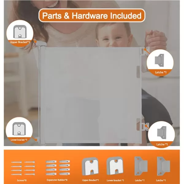 PandaEar Child Baby 555 Inch Wide Safety Gate Retractable Design for Home or Travel Doorways Stairs Hallways Indoor Outdoor Black 555quot W x 345quot HGray