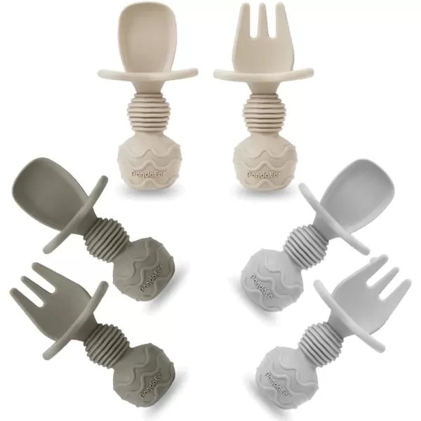 PandaEar Silicone Baby Spoons and Fork Feeding Set