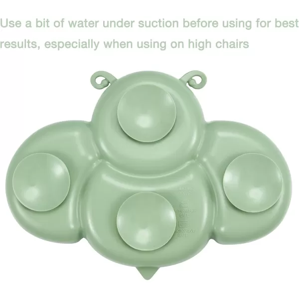 PandaEar 2 Pack Silicone Suction Plates for Baby Divided Unbreakable Toddler Plate with 2 Pack Spoons for Self Feeding Babies Utensils Feeding Set Baby Eating Supplies Bee Shape YellowampampGreen