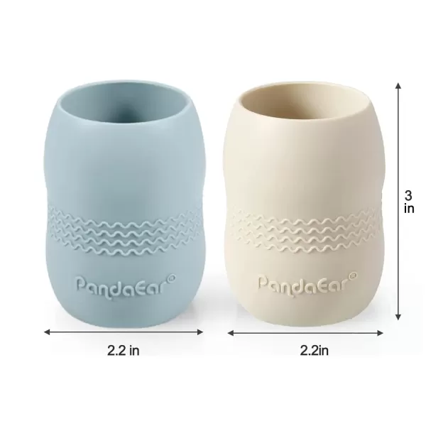 PandaEar 2 Pack100 Tiny Silicone Drinking Training Cup for Baby and Toddler BlueGreenBlueWhite