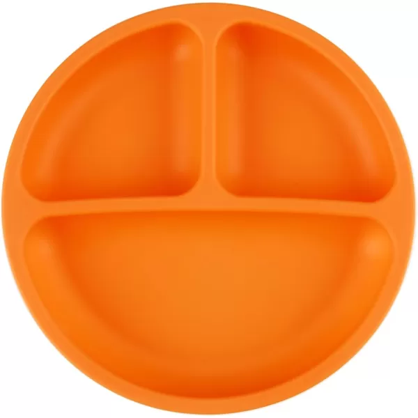 PandaEar 3 Pack Toddler Plates Silicone Divided Suction Plate for Babies BPAFree 100 FoodGrade Silicone Unbreakable Baby Plate OrangeOrange