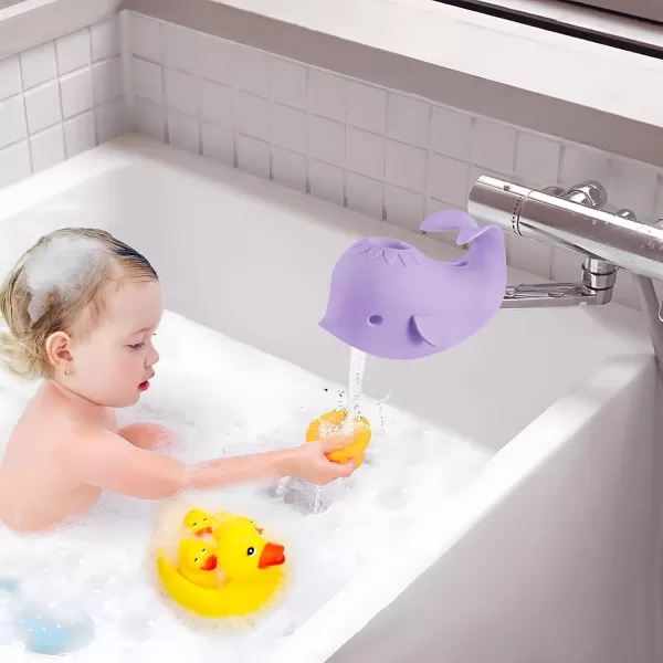 PandaEar Baby Bathtub Faucet Cover for Kids Toddlers  Bath Spout Cover for Baby Bathroom Tub Whale GreenPurple