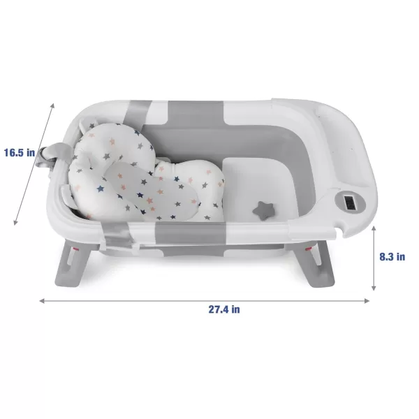 PandaEar Baby Bathtub for Newborn Infant Collapsible Baby Infant Bath Tub Toddler Travel Bathtub with Soft Cushion ampamp Drain Hole for Toddler 024 Months GrayGray