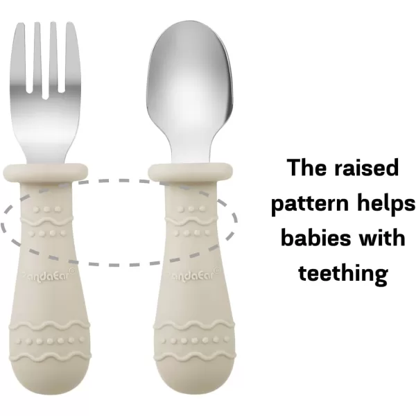 PandaEar Baby Feeding Set 2 Pack Silicone Divided Suction Plate 2 Set Toddler Spoons ampamp Forks Baby Led Weaning Supplies Self Feeding Eating Utensils