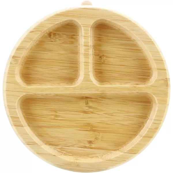 PandaEar Bamboo Suction Plate Wooden Baby Plates with Silicone Spoons for Toddlers ampamp Kids Divided NonSlip Wooden Plate Feeding Supplies