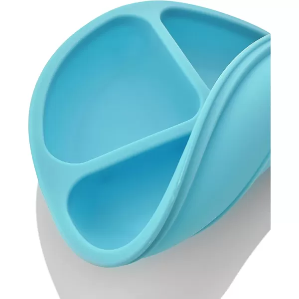 PandaEar Divided Unbreakable Silicone Baby and Toddler Plates  3 Pack  NonSlip  Dishwasher and Microwave Safe  Silicone Blue Green BrownBlue Green Yellow