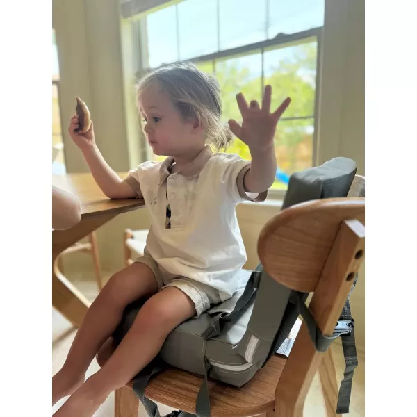 PandaEar Toddler Booster Seat for Dining Table Portable Increasing Booster Cushion with Backrest ampamp Adjustable Seat Belt for Kids Children NonSlip Bottom Grey