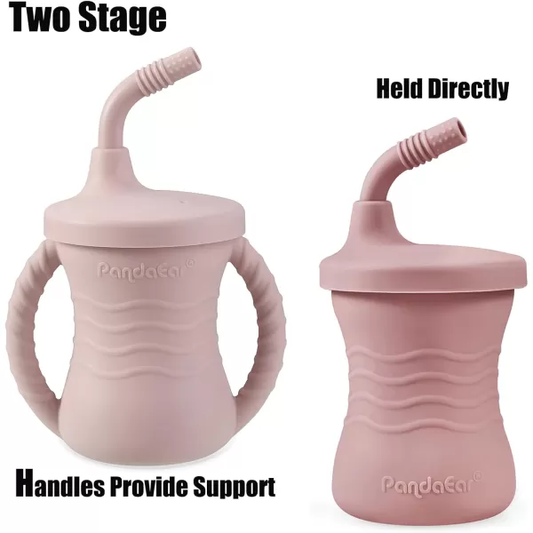 PandaEar 2 Pack Silicone Baby Training Cup Shatterproof Toddler Sippy Cups with Straw Drinking Sippy Cups for Baby and Toddler 6 Months 5 Oz Dark PinkLight Pink