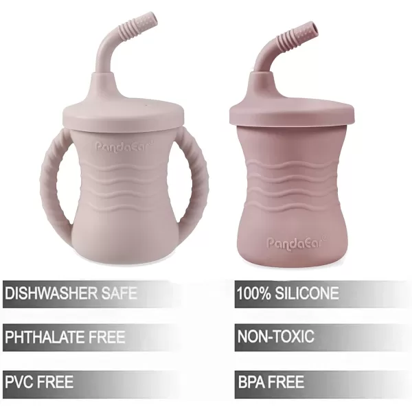 PandaEar 2 Pack Silicone Baby Training Cup Shatterproof Toddler Sippy Cups with Straw Drinking Sippy Cups for Baby and Toddler 6 Months 5 Oz Dark PinkLight Pink