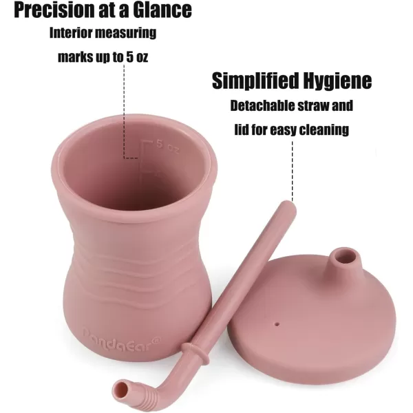 PandaEar 2 Pack Silicone Baby Training Cup Shatterproof Toddler Sippy Cups with Straw Drinking Sippy Cups for Baby and Toddler 6 Months 5 Oz Dark PinkLight Pink