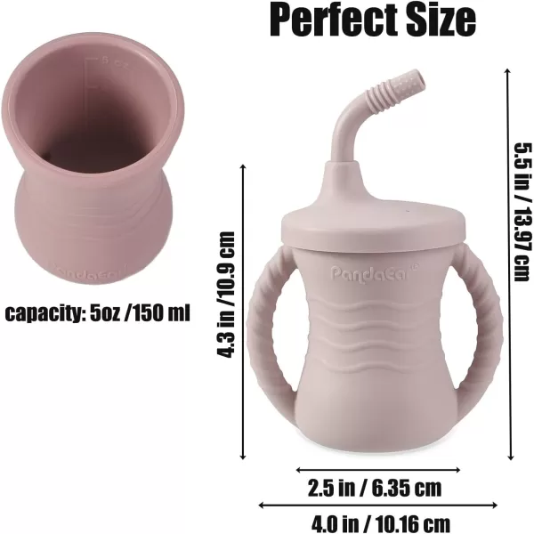 PandaEar 2 Pack Silicone Baby Training Cup Shatterproof Toddler Sippy Cups with Straw Drinking Sippy Cups for Baby and Toddler 6 Months 5 Oz Dark PinkLight Pink