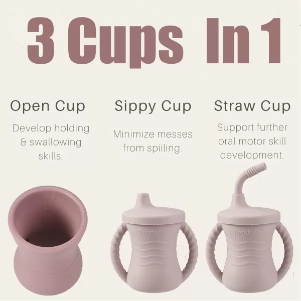 PandaEar 2 Pack Silicone Baby Training Cup Shatterproof Toddler Sippy Cups with Straw Drinking Sippy Cups for Baby and Toddler 6 Months 5 Oz Dark PinkLight Pink