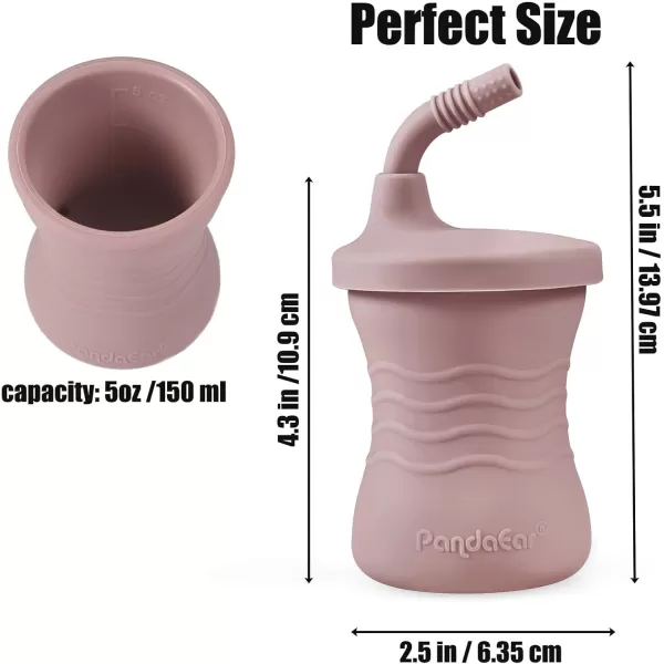 PandaEar 3 Pack Silicone Baby Training Cup Straw CupsShatterproof Toddler Sippy Cups Drinking Sippy Cups for Baby and Toddler 6 Months 5 Oz PinkLight PinkLinen