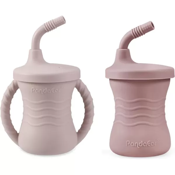 PandaEar 2 Pack Silicone Baby Training Cup Shatterproof Toddler Sippy Cups with Straw Drinking Sippy Cups for Baby and Toddler 6 Months 5 Oz Dark PinkLight Pink
