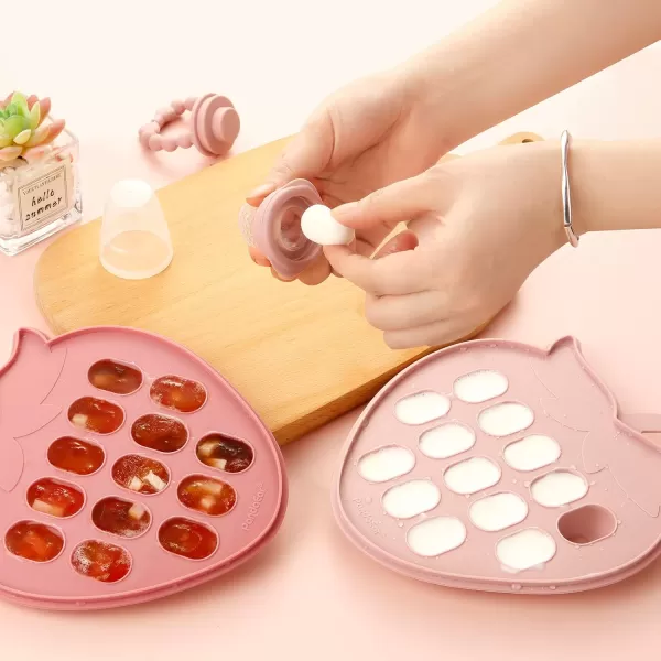 PandaEar 2 Pack Baby Food Freezer Tray with Lid Silicone Baby Fruit Food Feeder Teether Tray 13 x 05 oz Baby Food Storage Container Ice Cube Tray Maker for Homemade Baby Food ampamp Breast Milk