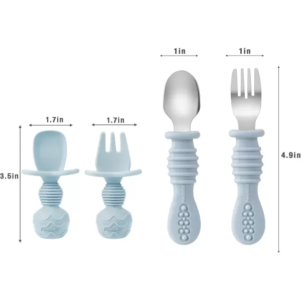 PandaEar Silicone Baby Feeding Set  11PCS Baby Led Weaning Supplies Self Feeding Utensils  Divided Suction Plate Bowl Bibs Sippy Cup with Baby Food Pouch Snack Container Spoons Forks Blue