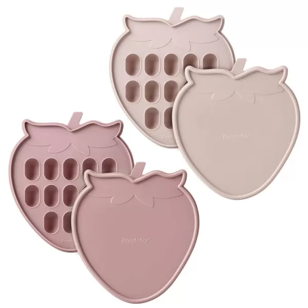 PandaEar 2 Pack Baby Food Freezer Tray with Lid Silicone Baby Fruit Food Feeder Teether Tray 13 x 05 oz Baby Food Storage Container Ice Cube Tray Maker for Homemade Baby Food ampamp Breast Milk