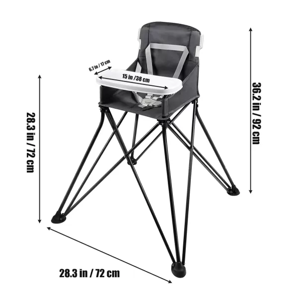 PandaEar Portable High Chair for Babies and Toddlers Foldable HighChair with Tray ampamp Sun Canopy Baby Travel Dining Chair for Indoor ampamp Outdoor Grey