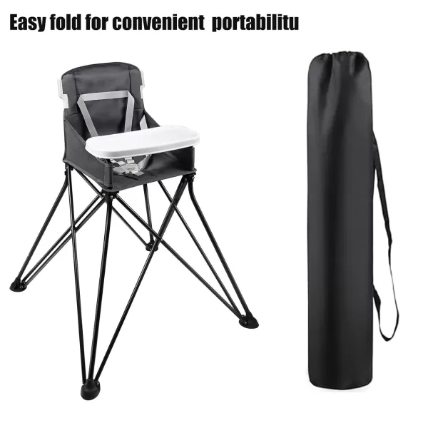 PandaEar Portable High Chair for Babies and Toddlers Foldable HighChair with Tray ampamp Sun Canopy Baby Travel Dining Chair for Indoor ampamp Outdoor Grey