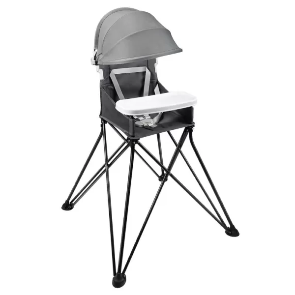 PandaEar Portable High Chair for Babies and Toddlers Foldable HighChair with Tray ampamp Sun Canopy Baby Travel Dining Chair for Indoor ampamp Outdoor Grey
