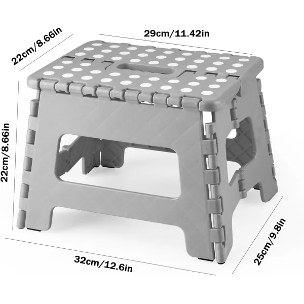 PandaEar Home Folding Step Stool for Kids Lightweight Foldable Step Stool with 9 Inch Height Collapsible Plastic Foot Stool for Bathroom Bedroom Kitchen GreyGray