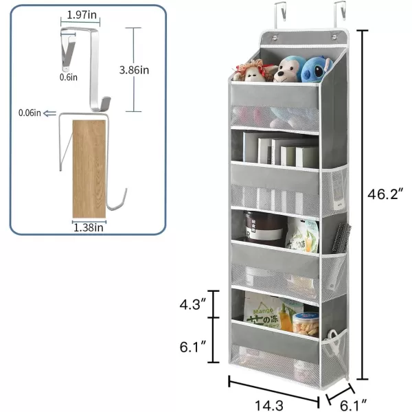 imagePandaEar 1 Pack Hanging Over The Door Organizer Large Wall Mount Door Storage Organizer with 5 Pockets 10 Mesh Pockets for Baby Essentials Stuff Newborn Bedroom Bathroom Nursery