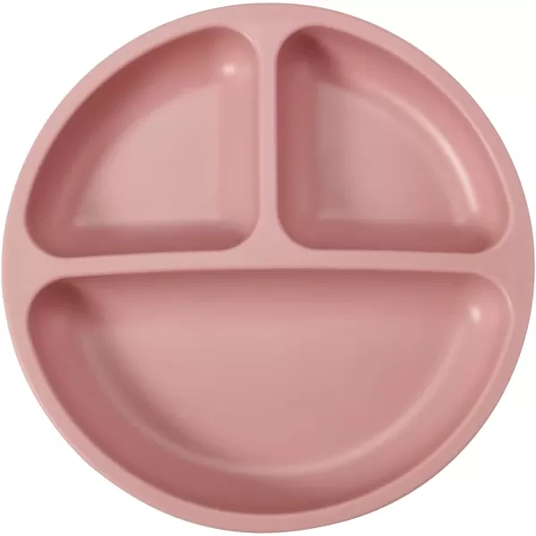 imagePandaEar 2 Pack Toddler Divided Suction Plates with 2 Spoons 2 Forks for Babies  Silicone Baby Led Weaning Supplies Self Feeding Eating Utensils  BPAFree Silicone Baby Feeding Set Pink