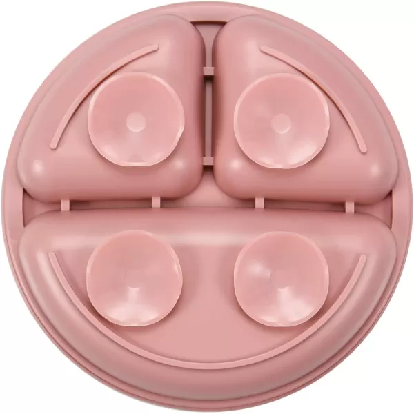 imagePandaEar 2 Pack Toddler Divided Suction Plates with 2 Spoons 2 Forks for Babies  Silicone Baby Led Weaning Supplies Self Feeding Eating Utensils  BPAFree Silicone Baby Feeding Set Pink