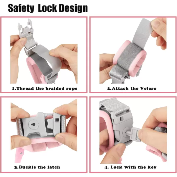 imagePandaEar Anti Lost Wrist Link Toddler Harness Walking Leash Safety Child Wristband Leashes for Babies Kids Pink